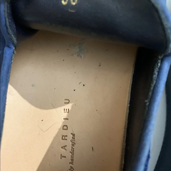 Fabrice Tardieu slip on moccasin shoes Italy 36 Blue Leather Handcrafted Woman - Picture 7 of 8